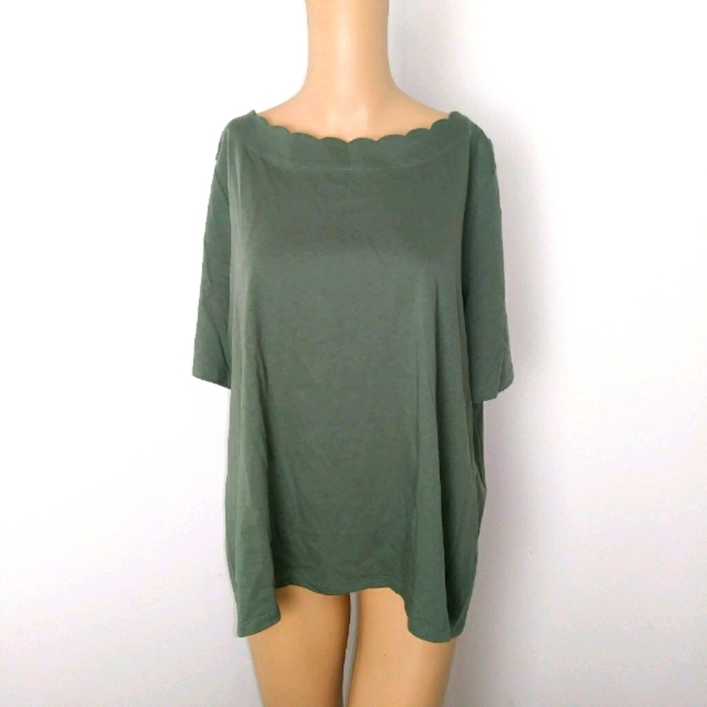 Talbots scalloped neckline top